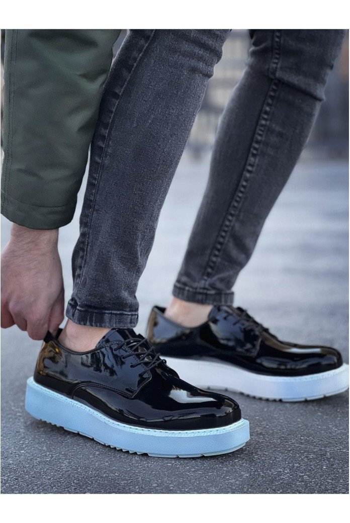 CH001 Classic Lace Erkek Günlük Bağcıklı Rugan Klasik Ayakkabı CBT - Siyah