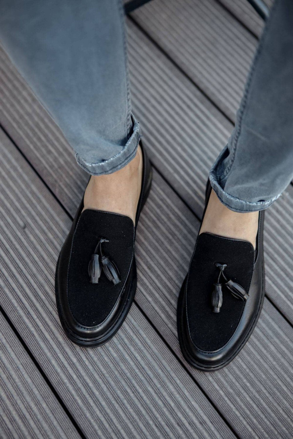 CH002 Loafer Pelle Erkek Günlük Bağcıksız Corcik Cilt Süet Klasik Ayakkabı CST - Siyah – Chekich Erkek Ayakkabı