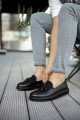 CH002 Loafer Pelle Erkek Günlük Bağcıksız Corcik Cilt Süet Klasik Ayakkabı CST - Siyah