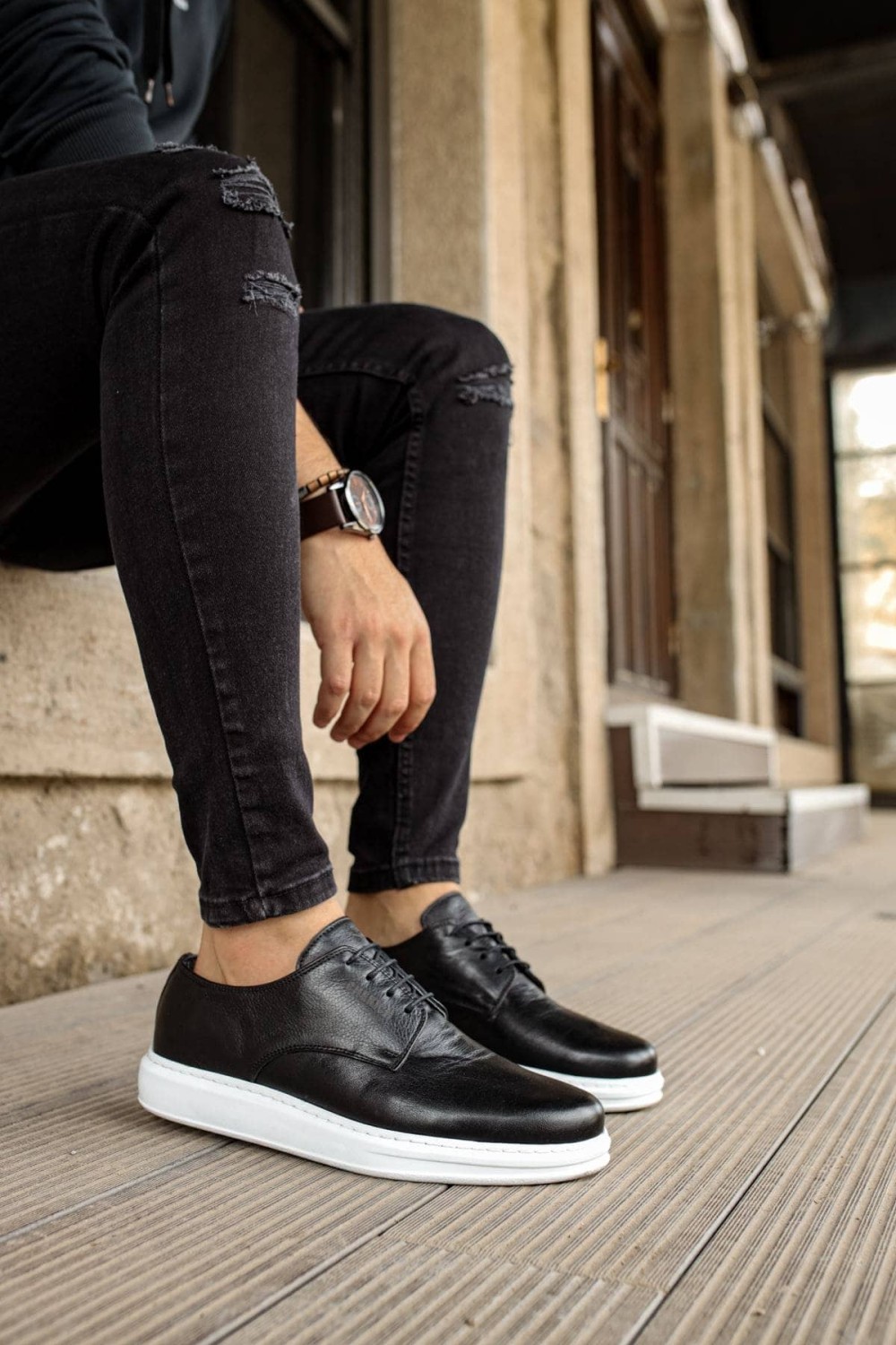 CH003 Classica Pelle Di Cuoio Erkek Günlük Bağcıklı Hakiki Deri Klasik Ayakkabı DBT - Siyah – Chekich Erkek Ayakkabı