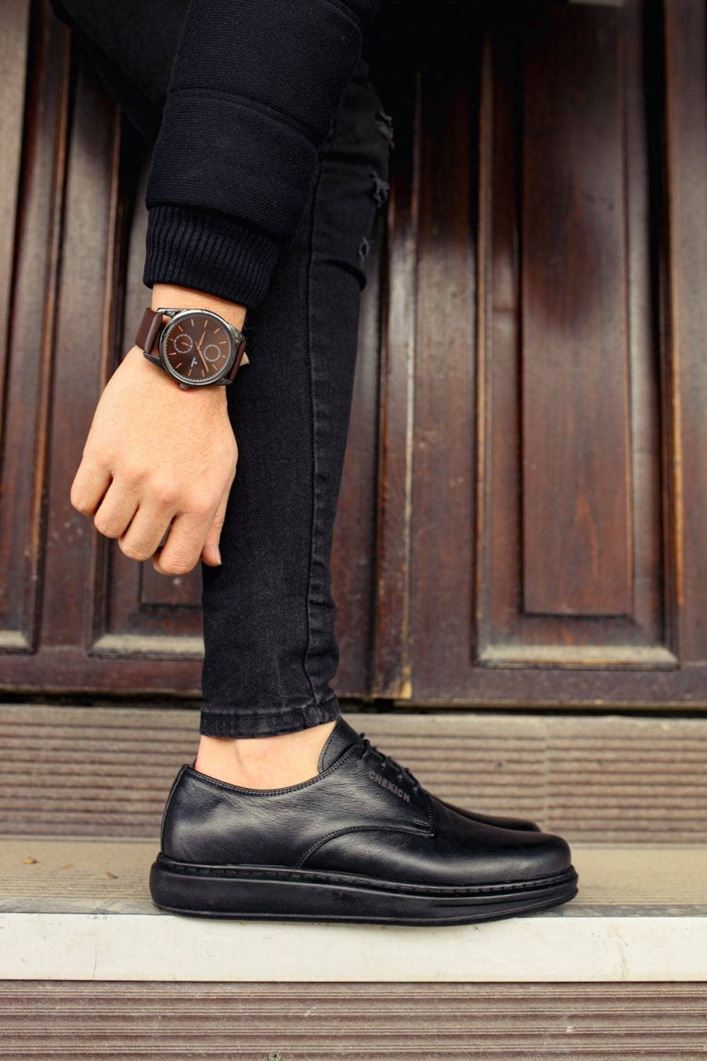 CH003 Classica Pelle Di Cuoio Erkek Günlük Bağcıklı Hakiki Deri Klasik Ayakkabı DST - Siyah – Chekich Erkek Ayakkabı