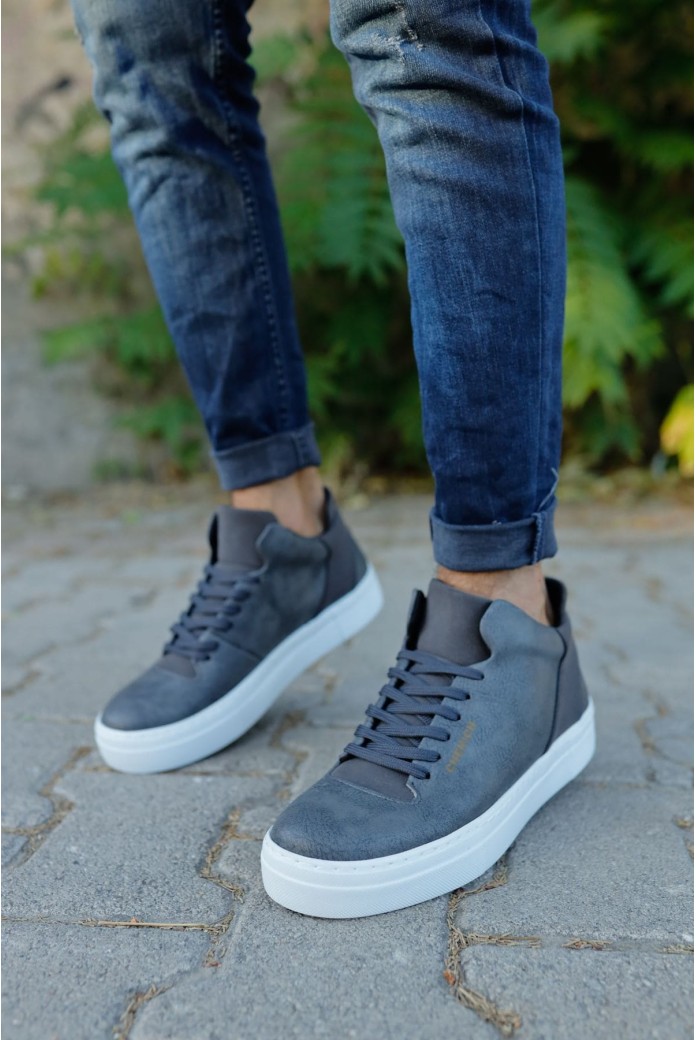 CH004 Hide Erkek Günlük Bağcıklı Cilt Spor Sneaker Ayakkabı CBT - Antrasit