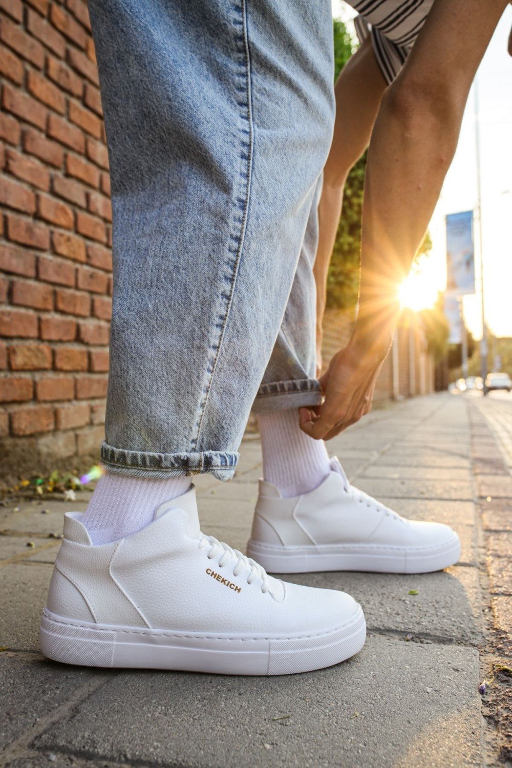 CH004 Hide Erkek Günlük Bağcıklı Cilt Spor Sneaker Ayakkabı CBT - Beyaz – Chekich Erkek Ayakkabı