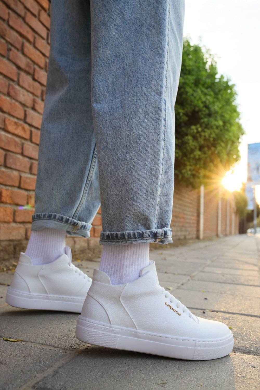 CH004 Hide Erkek Günlük Bağcıklı Cilt Spor Sneaker Ayakkabı CBT - Beyaz – Chekich Erkek Ayakkabı