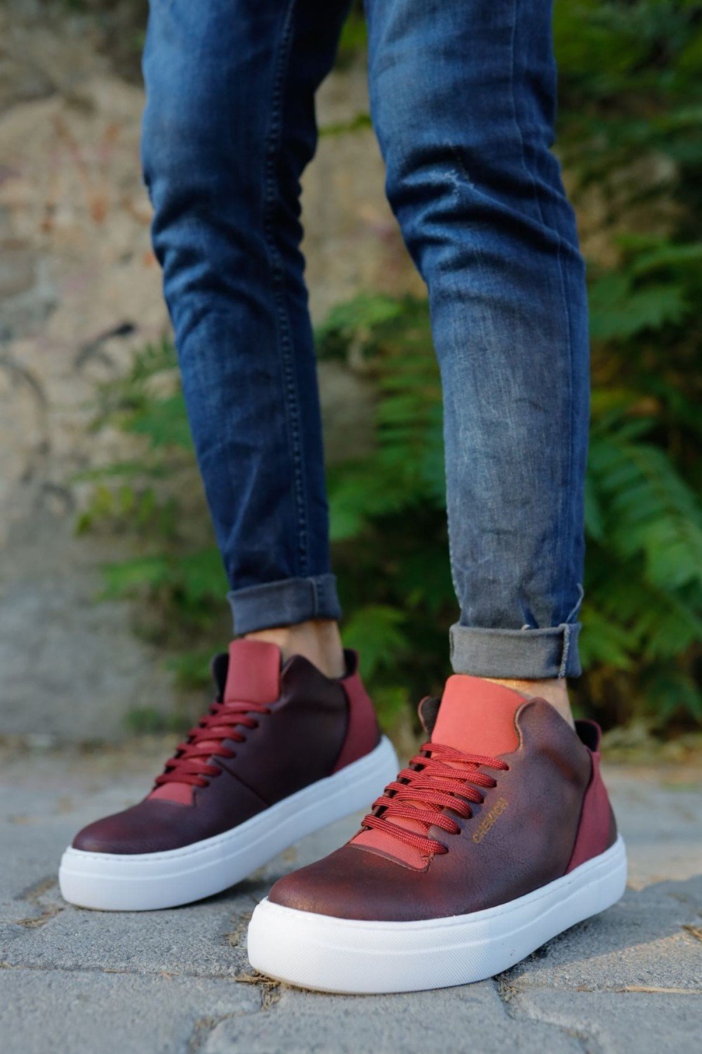 CH004 Hide Erkek Günlük Bağcıklı Cilt Spor Sneaker Ayakkabı CBT - Bordo – Chekich Erkek Ayakkabı