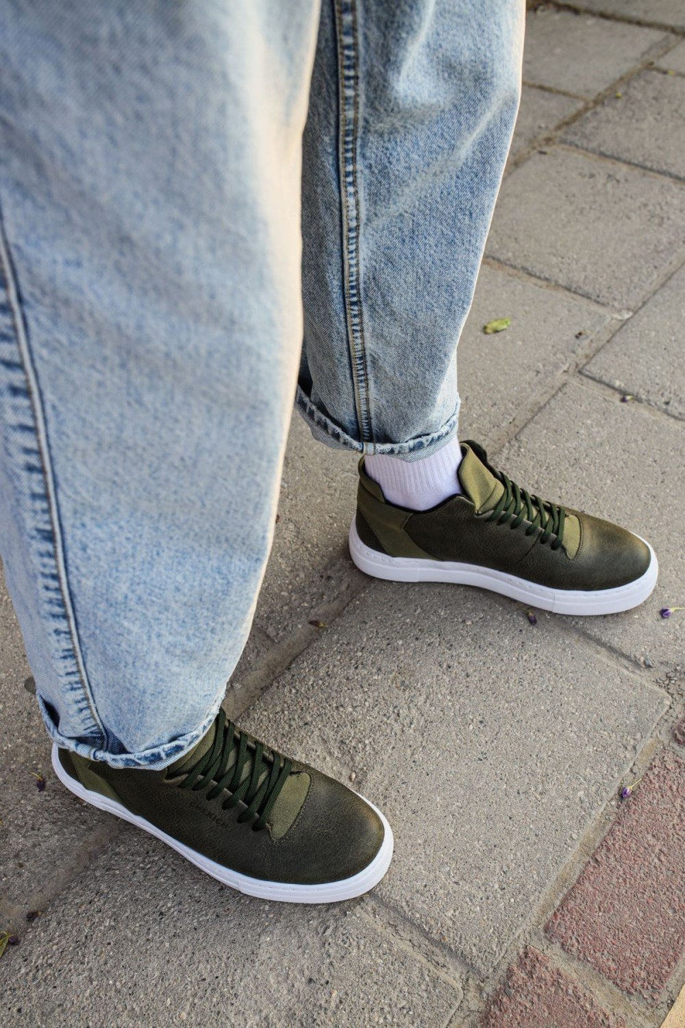 CH004 Hide Erkek Günlük Bağcıklı Cilt Spor Sneaker Ayakkabı CBT - Haki – Chekich Erkek Ayakkabı