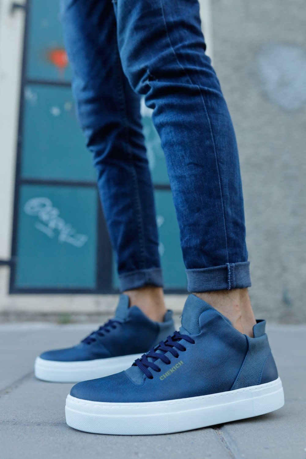 CH004 Hide Erkek Günlük Bağcıklı Cilt Spor Sneaker Ayakkabı CBT - Lacivert – Chekich Erkek Ayakkabı