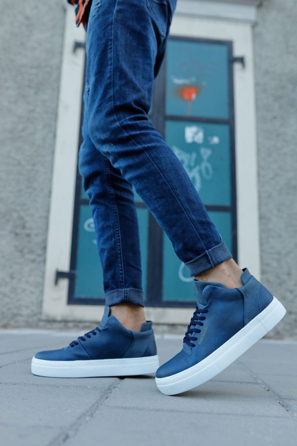 CH004 Hide Erkek Günlük Bağcıklı Cilt Spor Sneaker Ayakkabı CBT - Lacivert – Chekich Erkek Ayakkabı