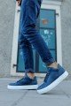 CH004 Hide Erkek Günlük Bağcıklı Cilt Spor Sneaker Ayakkabı CBT - Lacivert – Chekich Erkek Ayakkabı