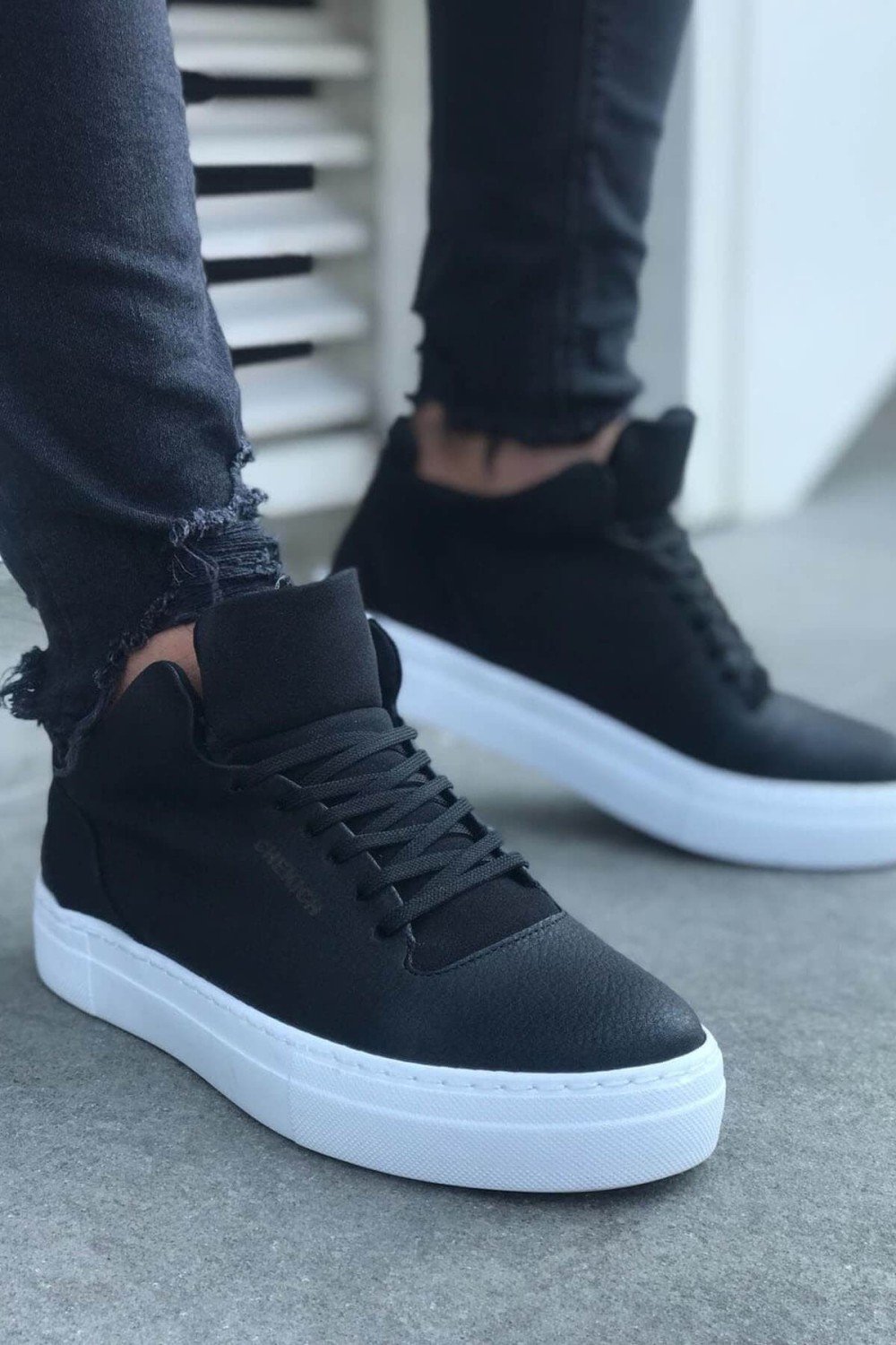 CH004 Hide Erkek Günlük Bağcıklı Cilt Spor Sneaker Ayakkabı CBT - Siyah – Chekich Erkek Ayakkabı