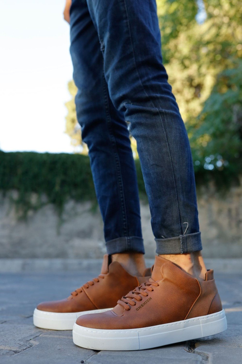 CH004 Hide Erkek Günlük Bağcıklı Cilt Spor Sneaker Ayakkabı CBT - Taba – Chekich Erkek Ayakkabı