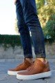 CH004 Hide Erkek Günlük Bağcıklı Cilt Spor Sneaker Ayakkabı CBT - Taba – Chekich Erkek Ayakkabı