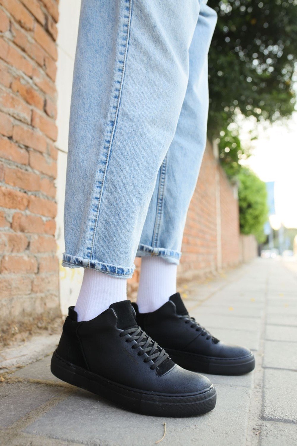 CH004 Hide Erkek Günlük Bağcıklı Cilt Spor Sneaker Ayakkabı CST - Siyah – Chekich Erkek Ayakkabı