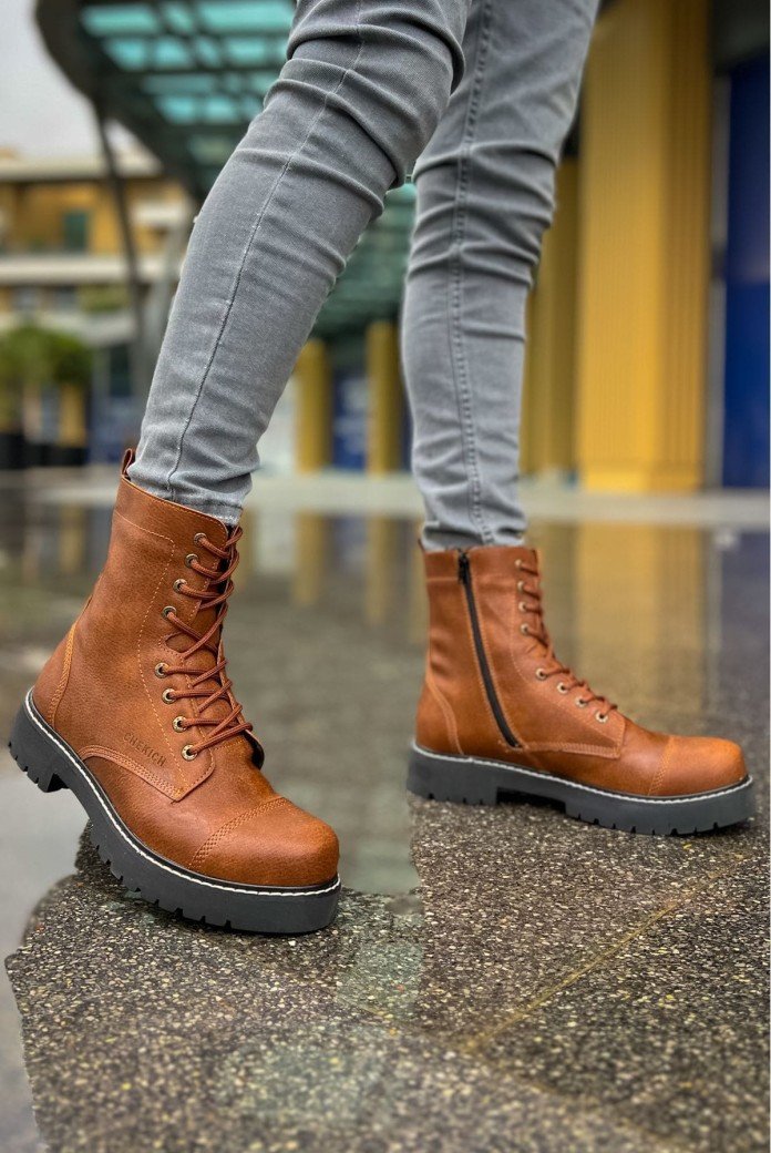 CH009 Military Erkek Spor Günlük Bağcıklı ve Fermuarlı Cilt Bot CST - Taba CH009 Military Erkek Spor Günlük Bağcıklı ve Fermuarlı Cilt Bot CST - Taba