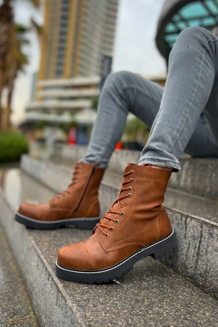 CH009 Military Erkek Spor Günlük Bağcıklı ve Fermuarlı Cilt Bot CST - Taba CH009 Military Erkek Spor Günlük Bağcıklı ve Fermuarlı Cilt Bot CST - Taba