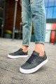 CH015 First Edition Erkek Günlük Bağcıklı Cilt Spor Sneaker Ayakkabı CBT - Antrasit – Chekich Erkek Ayakkabı
