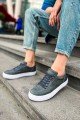 CH015 First Edition Erkek Günlük Bağcıklı Cilt Spor Sneaker Ayakkabı CBT - Antrasit – Chekich Erkek Ayakkabı