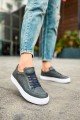 CH015 First Edition Erkek Günlük Bağcıklı Cilt Spor Sneaker Ayakkabı CBT - Antrasit – Chekich Erkek Ayakkabı