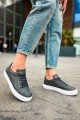 CH015 First Edition Erkek Günlük Bağcıklı Cilt Spor Sneaker Ayakkabı CBT - Antrasit – Chekich Erkek Ayakkabı