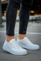 CH015 First Edition Erkek Günlük Bağcıklı Cilt Spor Sneaker Ayakkabı CBT - Beyaz