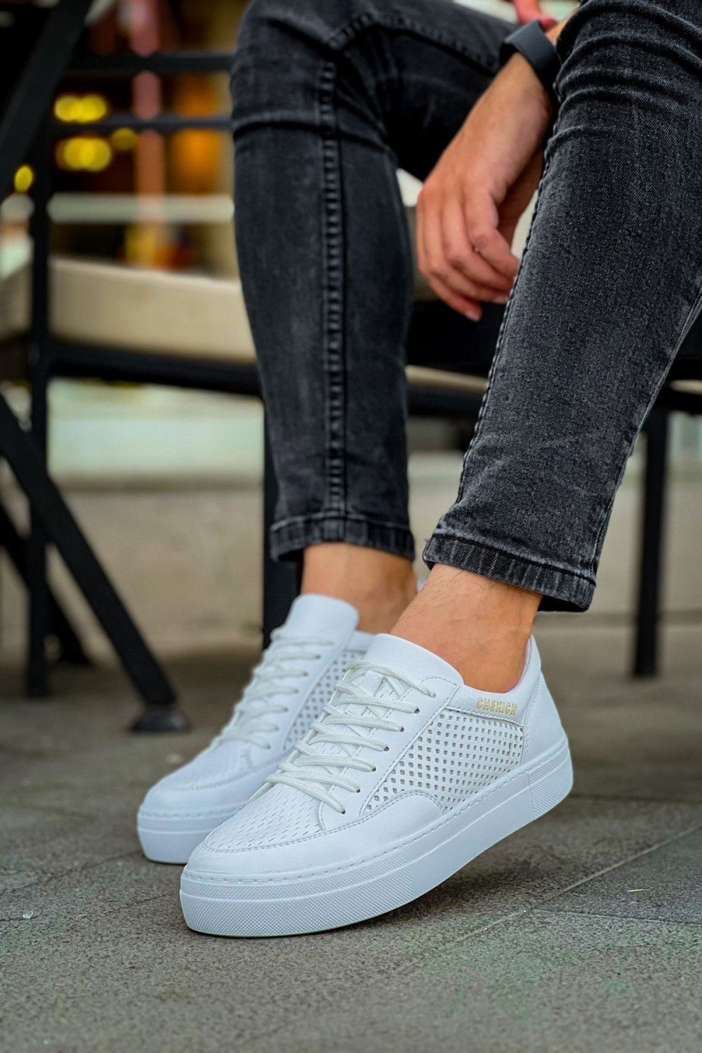 CH015 First Edition Erkek Günlük Bağcıklı Cilt Spor Sneaker Ayakkabı CBT - Beyaz – Chekich Erkek Ayakkabı