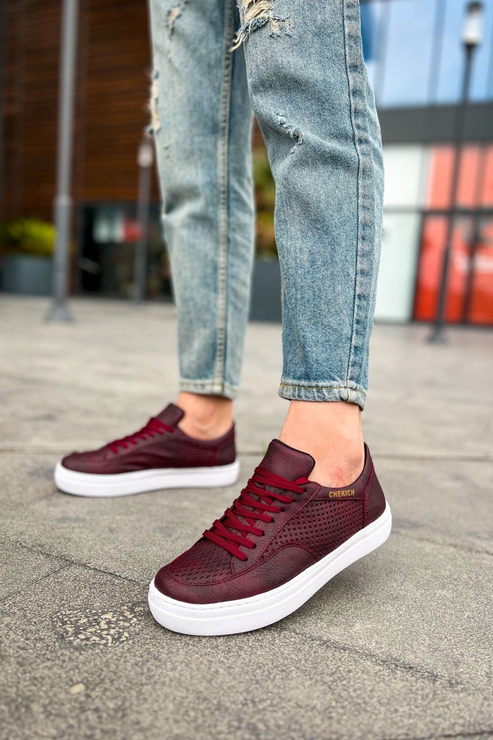 CH015 First Edition Erkek Günlük Bağcıklı Cilt Spor Sneaker Ayakkabı CBT - Bordo Erkek Ayakkabı CH015 First Edition Erkek Günlük Bağcıklı Cilt Spor Sneaker Ayakkabı CBT - Bordo – Chekich Erkek Ayakkabı