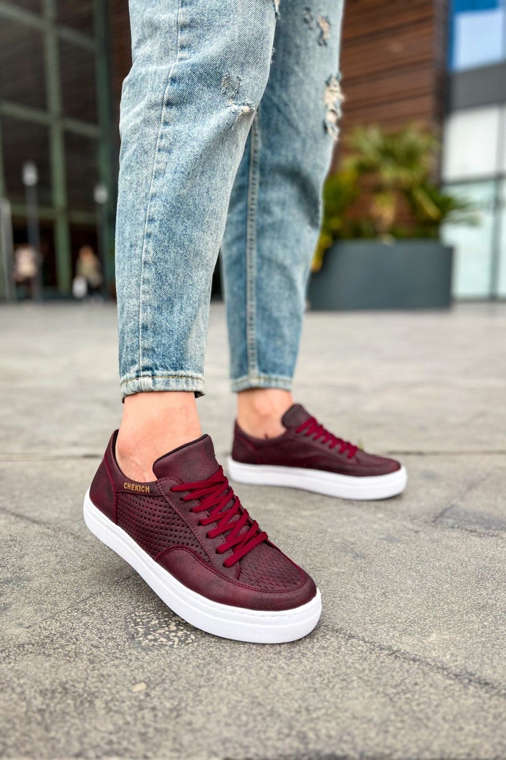 CH015 First Edition Erkek Günlük Bağcıklı Cilt Spor Sneaker Ayakkabı CBT - Bordo Erkek Ayakkabı CH015 First Edition Erkek Günlük Bağcıklı Cilt Spor Sneaker Ayakkabı CBT - Bordo – Chekich Erkek Ayakkabı