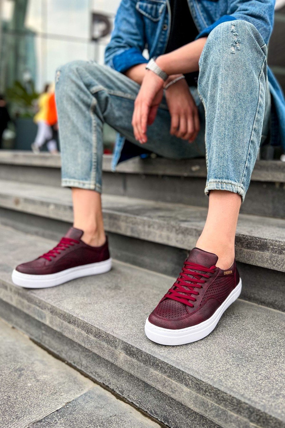CH015 First Edition Erkek Günlük Bağcıklı Cilt Spor Sneaker Ayakkabı CBT - Bordo Erkek Ayakkabı CH015 First Edition Erkek Günlük Bağcıklı Cilt Spor Sneaker Ayakkabı CBT - Bordo – Chekich Erkek Ayakkabı