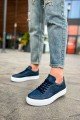 CH015 First Edition Erkek Günlük Bağcıklı Cilt Spor Sneaker Ayakkabı CBT - Lacivert