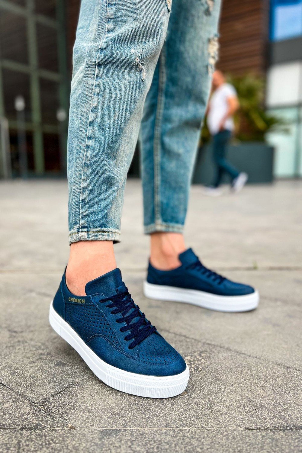CH015 First Edition Erkek Günlük Bağcıklı Cilt Spor Sneaker Ayakkabı CBT - Lacivert – Chekich Erkek Ayakkabı