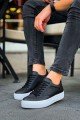 CH015 First Edition Erkek Günlük Bağcıklı Cilt Spor Sneaker Ayakkabı CBT - Siyah – Chekich Erkek Ayakkabı