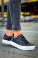 CH015 First Edition Erkek Günlük Bağcıklı Cilt Spor Sneaker Ayakkabı CBT - Siyah – Chekich Erkek Ayakkabı