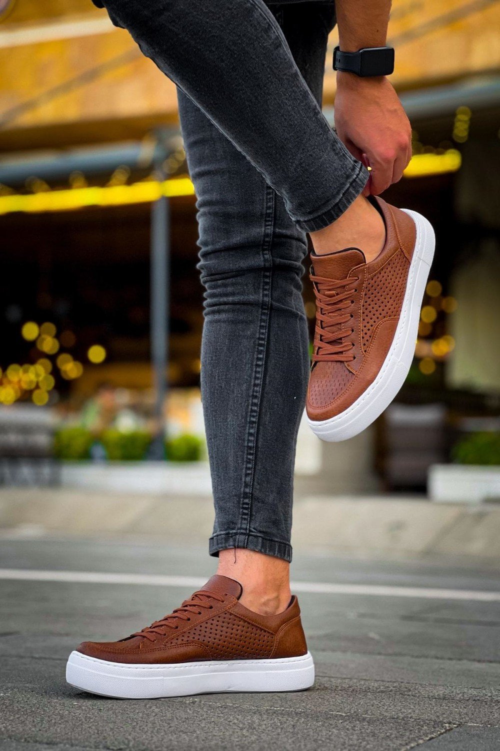 CH015 First Edition Erkek Günlük Bağcıklı Cilt Spor Sneaker Ayakkabı CBT - Taba – Chekich Erkek Ayakkabı