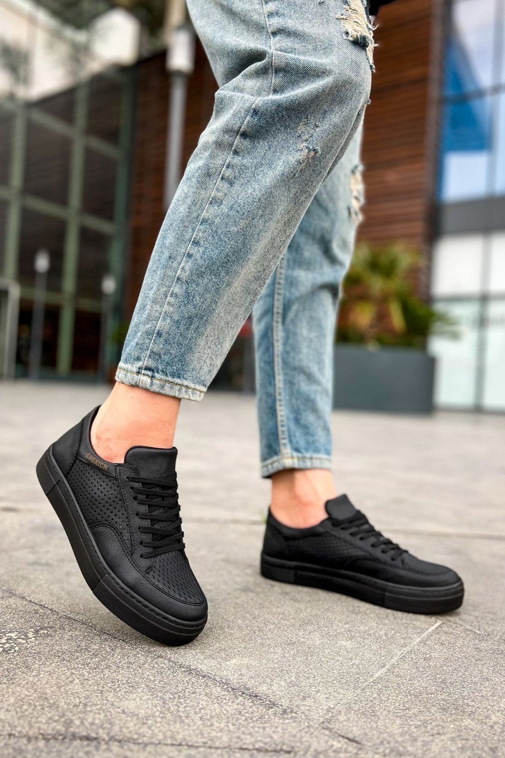 CH015 First Edition Erkek Günlük Bağcıklı Cilt Spor Sneaker Ayakkabı CST - Siyah – Chekich Erkek Ayakkabı