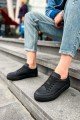 CH015 First Edition Erkek Günlük Bağcıklı Cilt Spor Sneaker Ayakkabı CST - Siyah – Chekich Erkek Ayakkabı