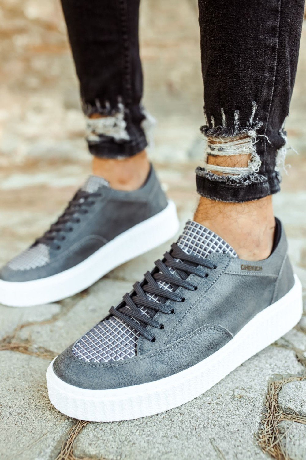 CH017 Pyramid Erkek Günlük Bağcıklı Cilt Spor Sneaker Ayakkabı CBT - Antrasit Erkek Ayakkabı CH017 Pyramid Erkek Günlük Bağcıklı Cilt Spor Sneaker Ayakkabı CBT - Antrasit – Chekich Erkek Ayakkabı