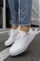 CH017 Pyramid Erkek Günlük Bağcıklı Cilt Spor Sneaker Ayakkabı CBT - Beyaz – Chekich Erkek Ayakkabı