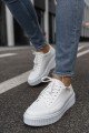 CH017 Pyramid Erkek Günlük Bağcıklı Cilt Spor Sneaker Ayakkabı CBT - Beyaz – Chekich Erkek Ayakkabı