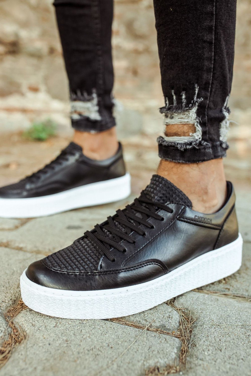 CH017 Pyramid Erkek Günlük Bağcıklı Cilt Spor Sneaker Ayakkabı CBT - Siyah Erkek Ayakkabı CH017 Pyramid Erkek Günlük Bağcıklı Cilt Spor Sneaker Ayakkabı CBT - Siyah – Chekich Erkek Ayakkabı