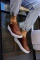 CH017 Pyramid Erkek Günlük Bağcıklı Cilt Spor Sneaker Ayakkabı CBT - Taba – Chekich Erkek Ayakkabı