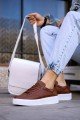 CH017 Pyramid Erkek Günlük Bağcıklı Cilt Spor Sneaker Ayakkabı CBT - Taba – Chekich Erkek Ayakkabı