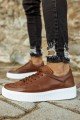 CH017 Pyramid Erkek Günlük Bağcıklı Cilt Spor Sneaker Ayakkabı CBT - Taba – Chekich Erkek Ayakkabı