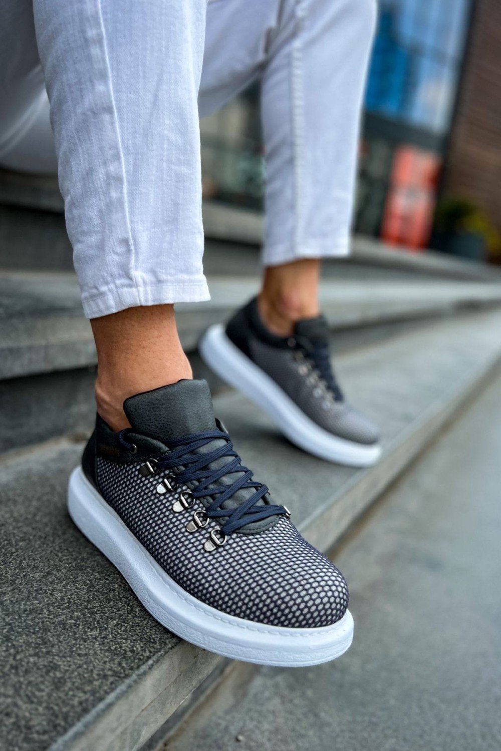 CH021 Favo Erkek Günlük Bağcıklı Cilt Spor Sneaker Ayakkabı CBT - Antrasit – Chekich Erkek Ayakkabı