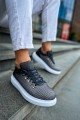 CH021 Favo Erkek Günlük Bağcıklı Cilt Spor Sneaker Ayakkabı CBT - Antrasit