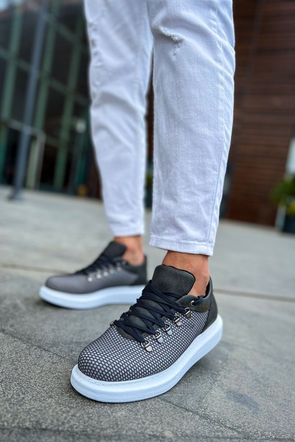 CH021 Favo Erkek Günlük Bağcıklı Cilt Spor Sneaker Ayakkabı CBT - Antrasit – Chekich Erkek Ayakkabı