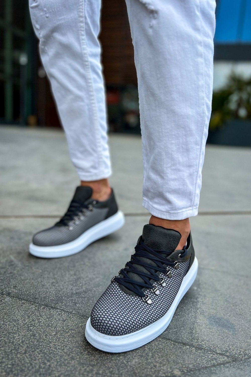 CH021 Favo Erkek Günlük Bağcıklı Cilt Spor Sneaker Ayakkabı CBT - Antrasit – Chekich Erkek Ayakkabı