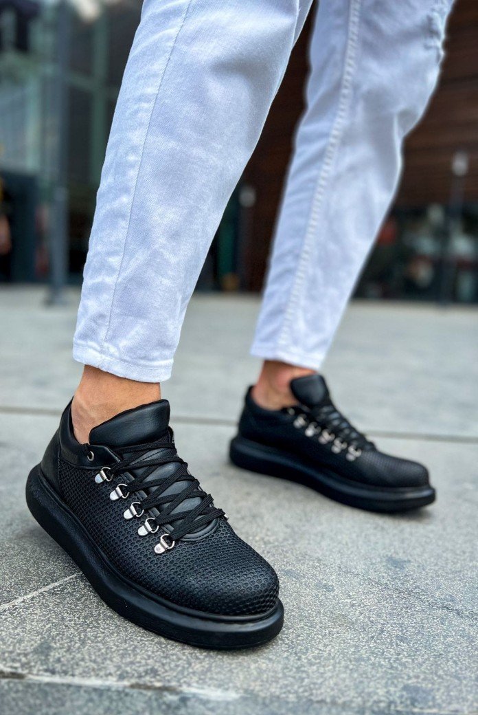CH021 Favo Erkek Günlük Bağcıklı Cilt Spor Sneaker Ayakkabı CST - Siyah CH021 Favo Erkek Günlük Bağcıklı Cilt Spor Sneaker Ayakkabı CST - Siyah