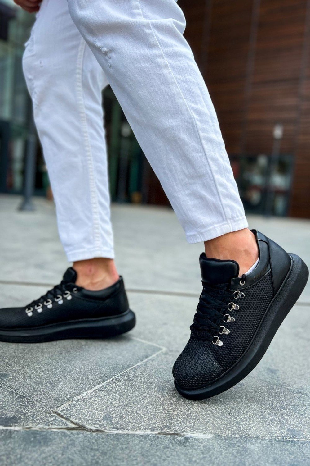 CH021 Favo Erkek Günlük Bağcıklı Cilt Spor Sneaker Ayakkabı CST - Siyah Erkek Ayakkabı CH021 Favo Erkek Günlük Bağcıklı Cilt Spor Sneaker Ayakkabı CST - Siyah – Chekich Erkek Ayakkabı