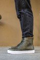 CH029 Vulcanized Erkek Spor Günlük Bağcıklı Cilt Bot CBT - Haki – Chekich Erkek Ayakkabı