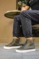 CH029 Vulcanized Erkek Spor Günlük Bağcıklı Cilt Bot CBT - Haki